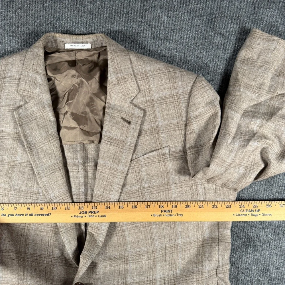 Armani Collezioni Glen Check Linen Blazer Jacket Size 46R Made In Italy